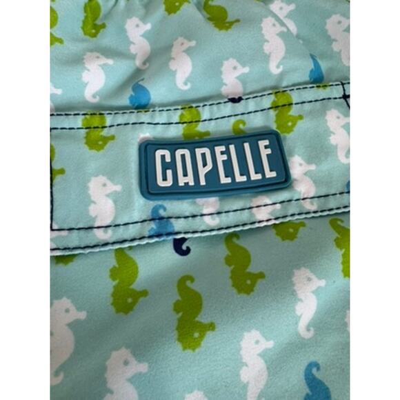 "CAPELLE" Mens Swim Trunks SZ XL Drawstring Sea Horses Beach Vacation 2 Layers - Picture 12 of 12